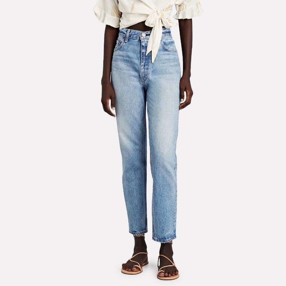 Moussy Vintage Glen Boy Straight High Waisted Barrel Jeans Size 26 Minimalist